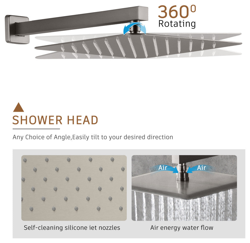 CASAINC 10" Wall Mounted Luxury Shower System Set with Digital Temp Display, Brushed Nickel