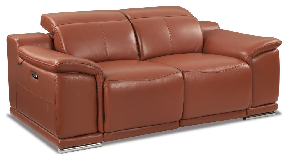 Veneto Italian Leather Power Reclining 2-Piece Set Camel