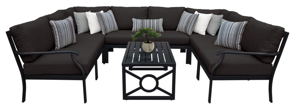 kathy ireland Madison Ave. 9 Piece Aluminum Patio Furniture Set 09c, Onyx