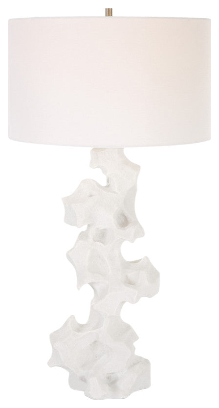 Contemporary White Faux Marble Sculpture Table Lamp 32 in Organic Shape Modern