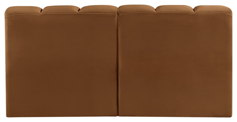 Arc Velvet Upholstered 2-Pc. Modular Sofa, Saddle
