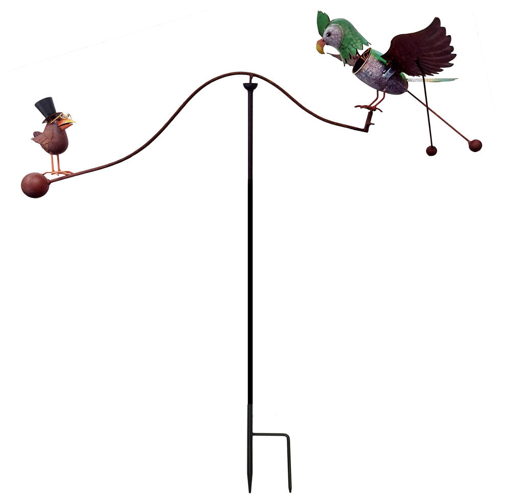 Rustic Metal Kinetic Birds Spinning Balancer Garden Stake