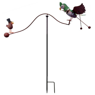 Rustic Metal Kinetic Birds Spinning Balancer Garden Stake