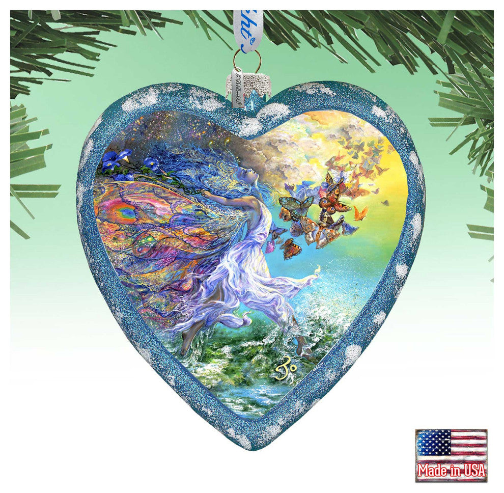 Butterfly Fairy Heart Glass Ornament Limited Edition