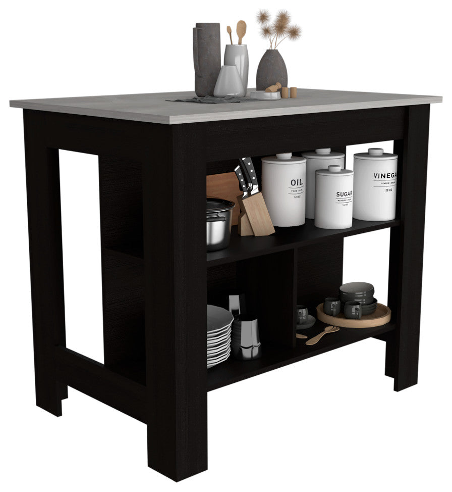 Kitchen Island Dozza, Kitchen, Dark Brown / Onyx