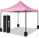 JEAREY Pop Up Canopy Tent, Outdoor Canopy, 4 Sand Bags, Pink, 10x10ft