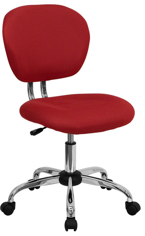 Mid-Back Red Mesh Swivel Task Chair with Chrome Base