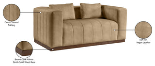 Mallina Upholstered Loveseat, Tan, Vegan Leather