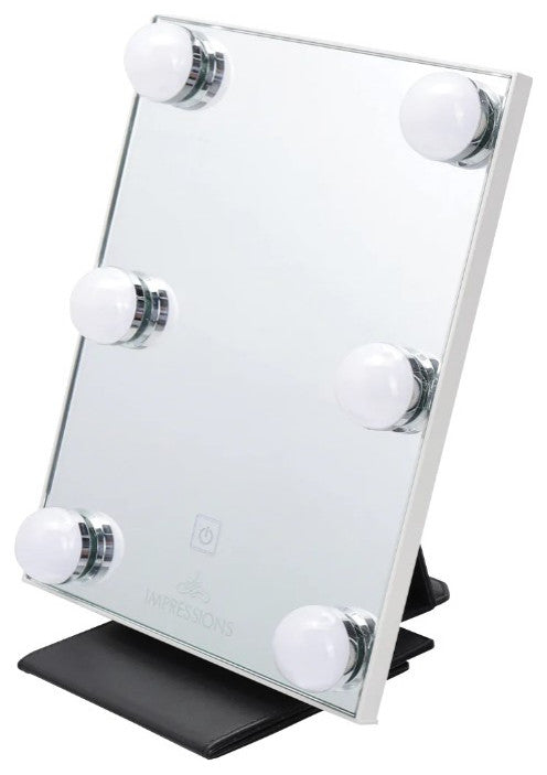 Lumiere Touch Pad Mini LED Makeup Mirror, White, Hollywood Led Bulbs