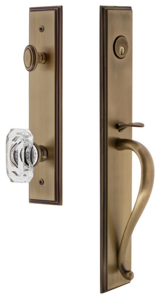 Carre' 1-Piece Dummy Handleset, S Grip and Baguette Clear Crystal Knob, 848838