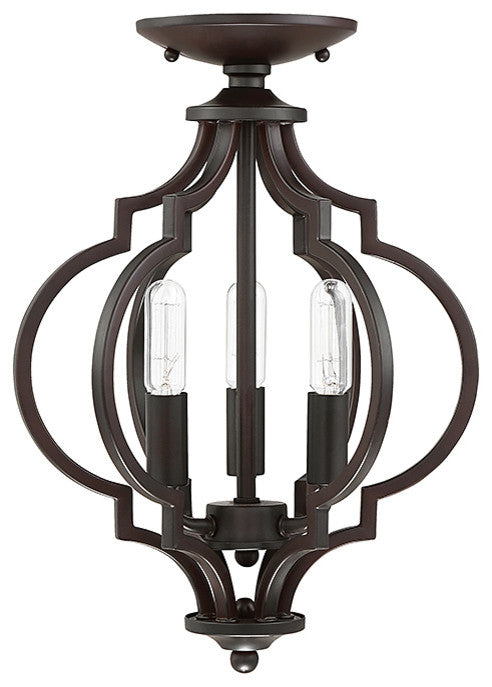 3-Light Semi-Flush Mount, Oil Rubbed Bronze
