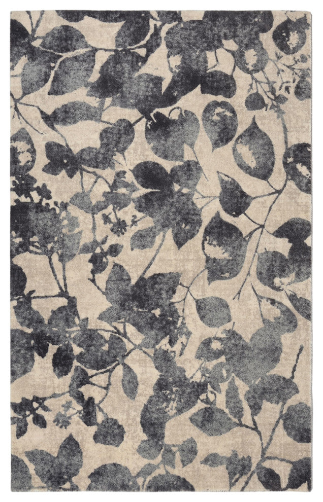 Charcoal Samba Modern Floral Area Rug, 7'6"x9'6"