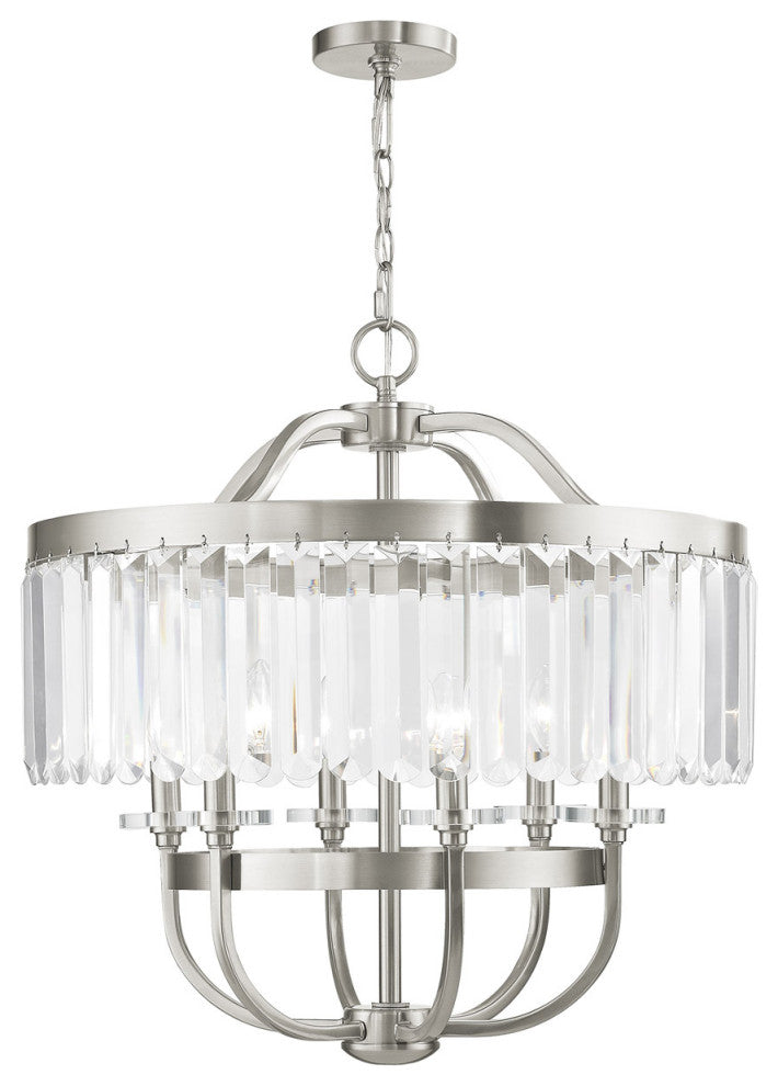 Livex 50546-91 6-Light Brushed Nickel Chandelier, Brushed Nickel