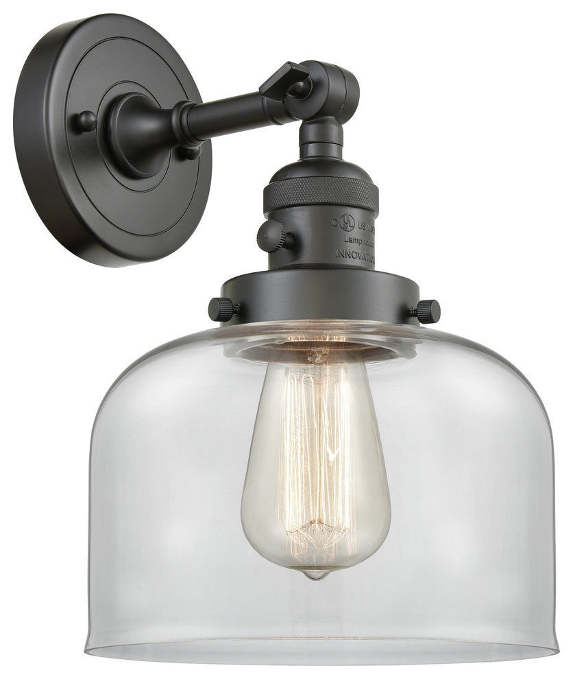 Large Bell 1-Light LED Sconce, Oil Rubbed Bronze, Glass: Clear