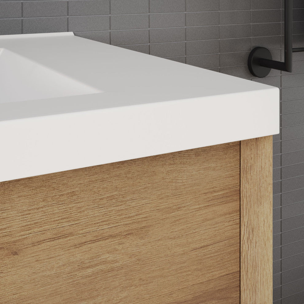 The Daria Bathroom Vanity, White Oak, 36", Single Sink, Wall Mount