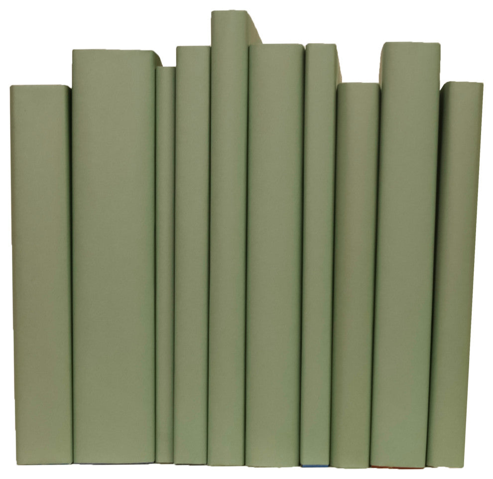Decorative Books - Spanish Moss Oversized Paper Wrapped Book Bundle - 1 foot of Green Books