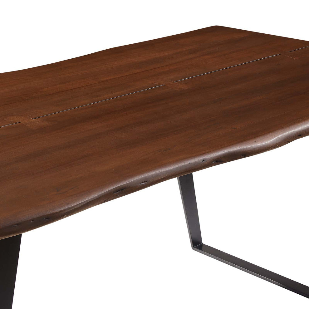 Viggo 74" Live Edge Acacia Wood Dining Table, Black Walnut