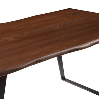 Viggo 74" Live Edge Acacia Wood Dining Table, Black Walnut