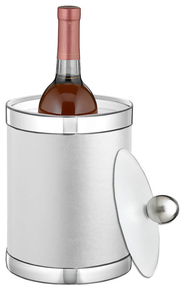 Sophisticates White With Polished Chrome 2 qt Tall Ice Bucket Lucite Lid