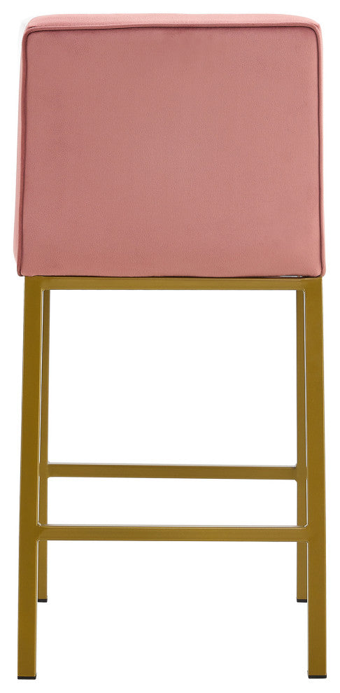 Modern Velvet 2 Bar Chair, Metal Legs for Dining,Kitchen and Bar, Bean Paste Red