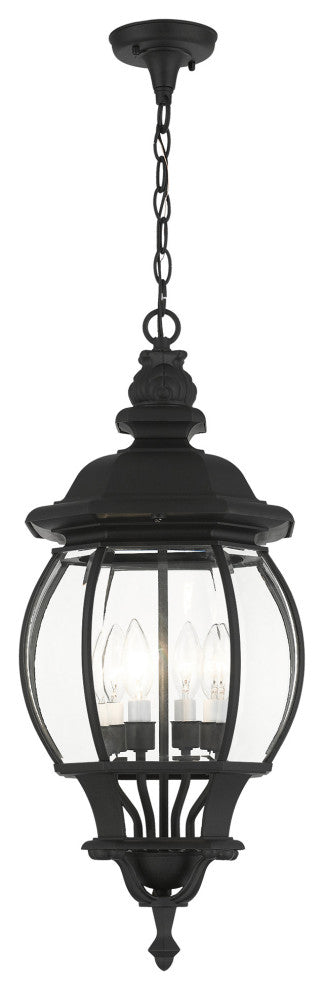 Textured Black Traditional, Colonial, French Historical, Outdoor Pendant Lantern
