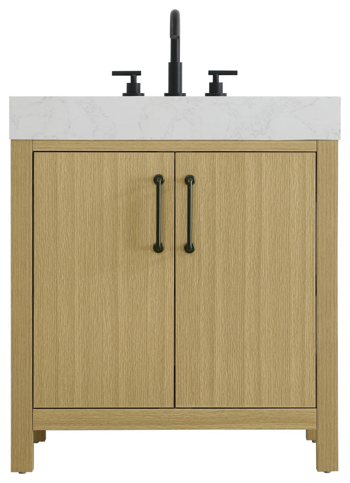 Home Living 30" Single Bathroom Vanity, Honey Brown