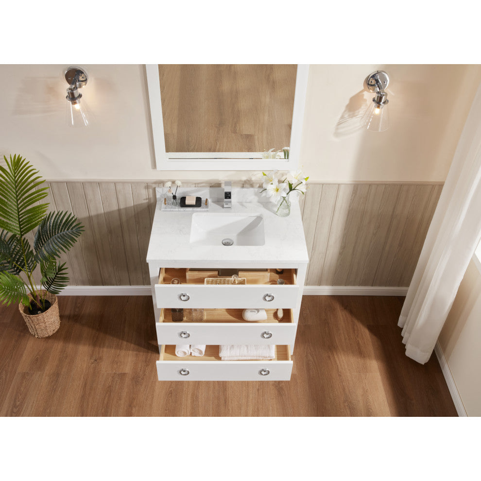 Legion Furniture WS2518 Series Bathroom Sink Vanity, White, 36", Artificial Stone Top, Single Sink