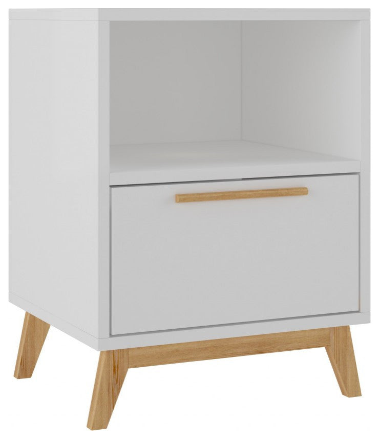 Modern White and Natural Flair Night Stand