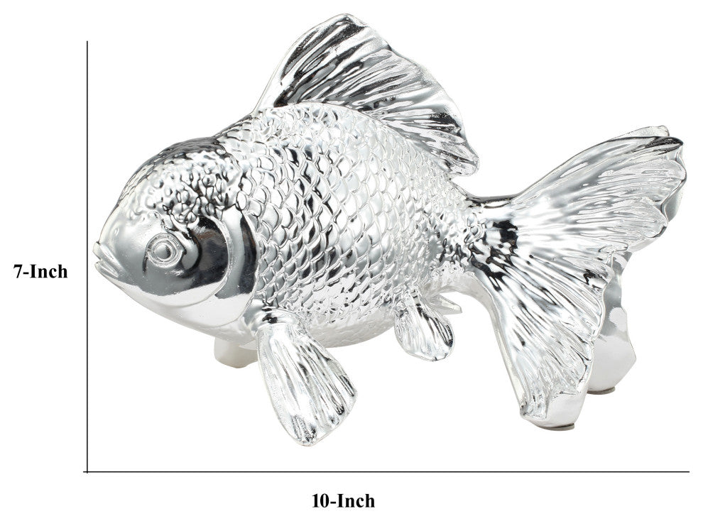 Benzara BM284981 Don 10" Goldfish Accent Figurine, Tabletop Decor, Chrome