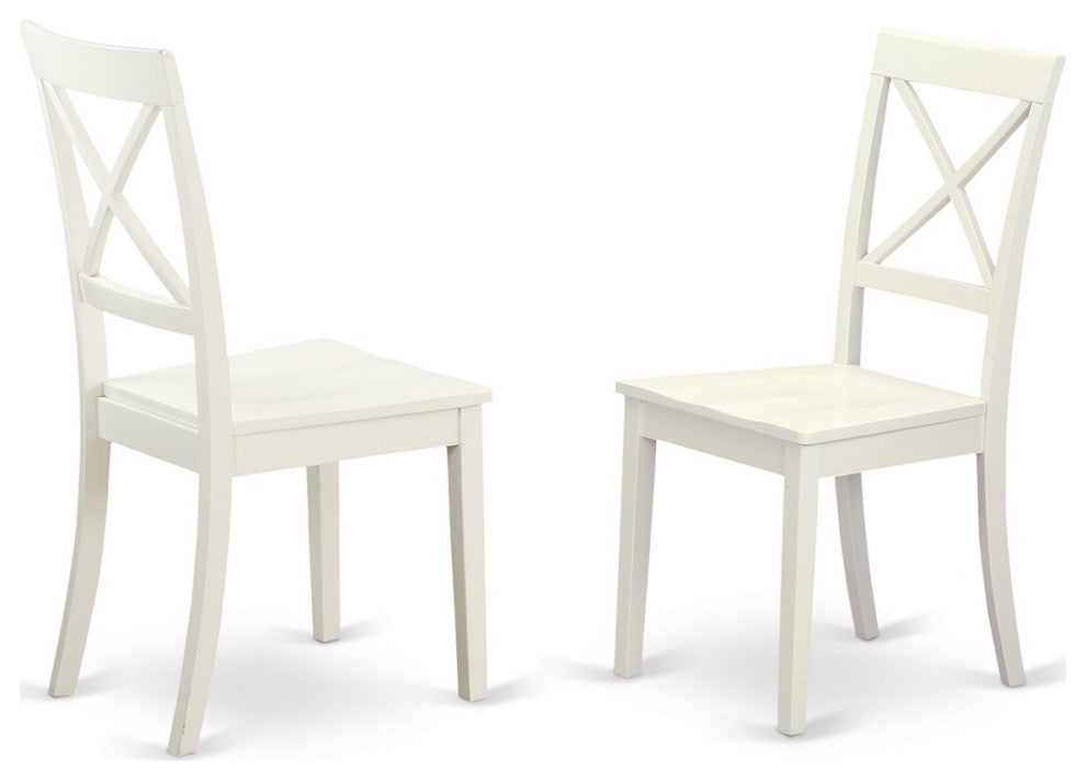 Boston X-Back Chair With Wood Seat, Set of 2, Linen White