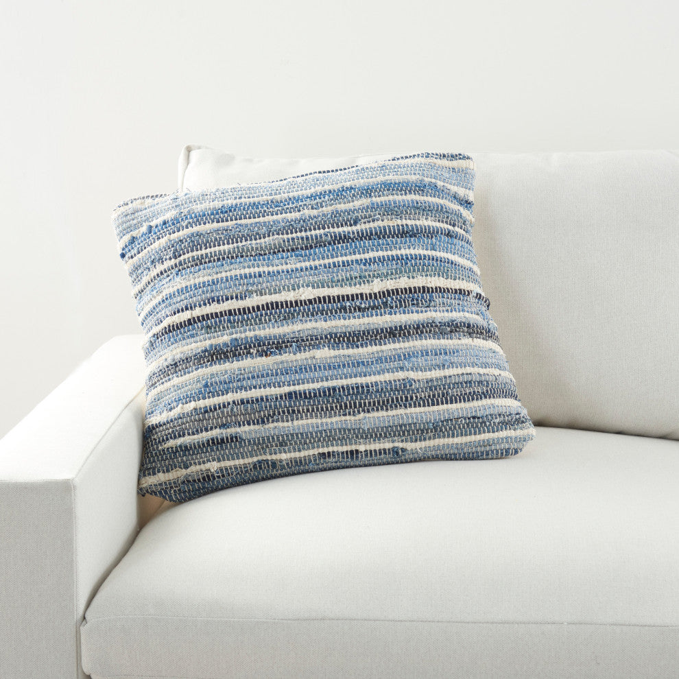 Mina Victory DL001 Throw Pillow, Denim, 22" x 22"