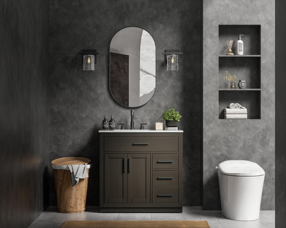 Home Living 36" Single Bathroom Vanity, Mocha Brown