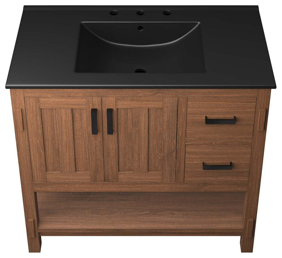 Ashlyn 36" Wood Bathroom Vanity - Walnut Black