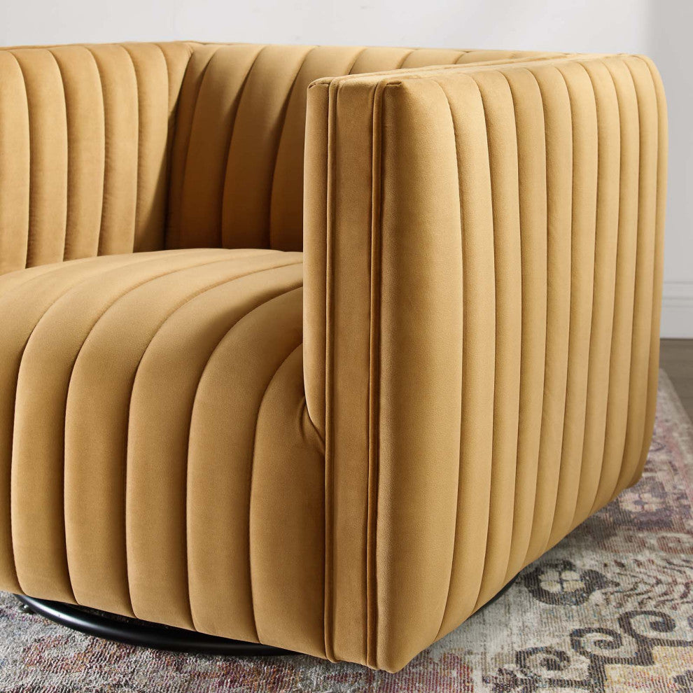 Tufted Armchair Accent Chair, Velvet, Brown, Modern, Living Lounge Hospitality