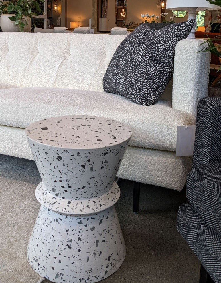 Concrete Hourglass Side Table, White