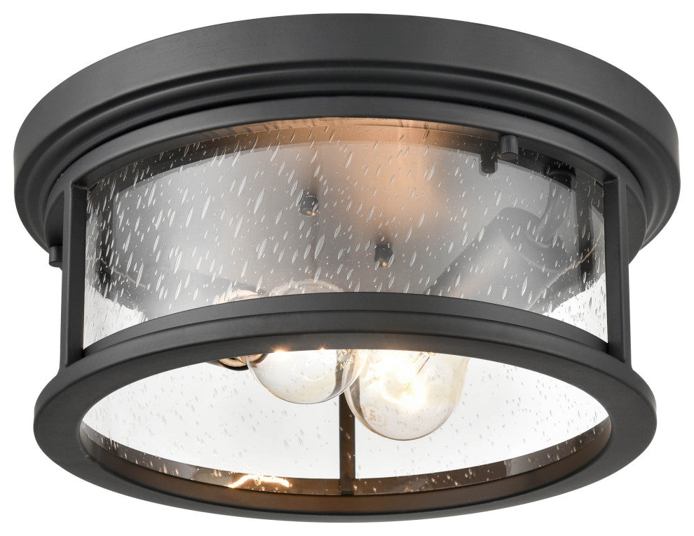 2 Light 12 in. Powder Coat Black Outdoor