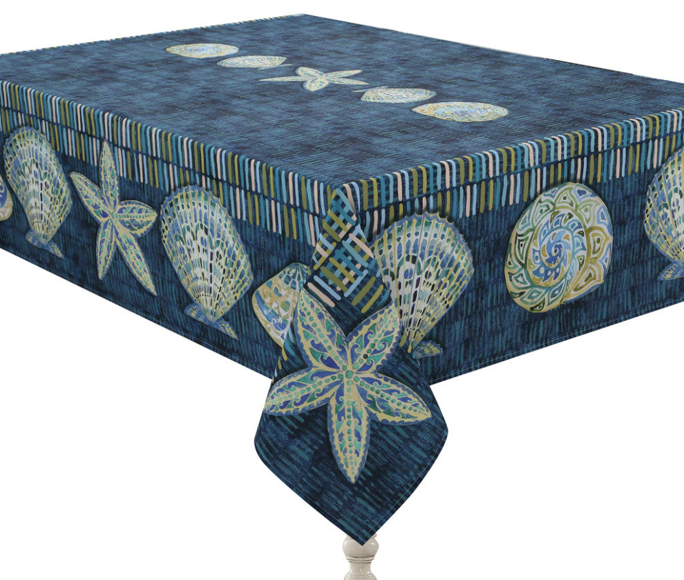 Laural Home Embellished Shells 70" X 144" Tablecloth