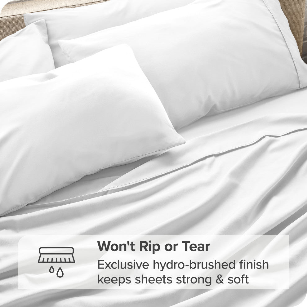 Bare Home 6-Piece Microfiber Sheet Set, Cool White, Full Xl