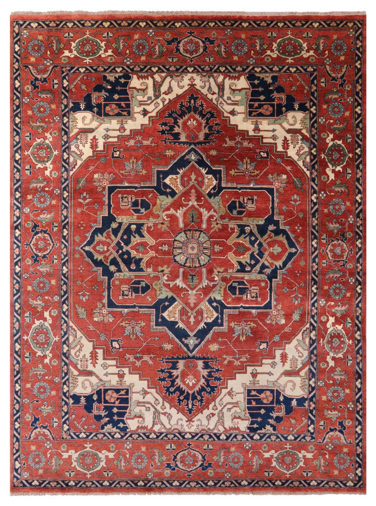 9' 11" X 13' 8" Handmade Heriz Serapi Wool Rug - Q16010