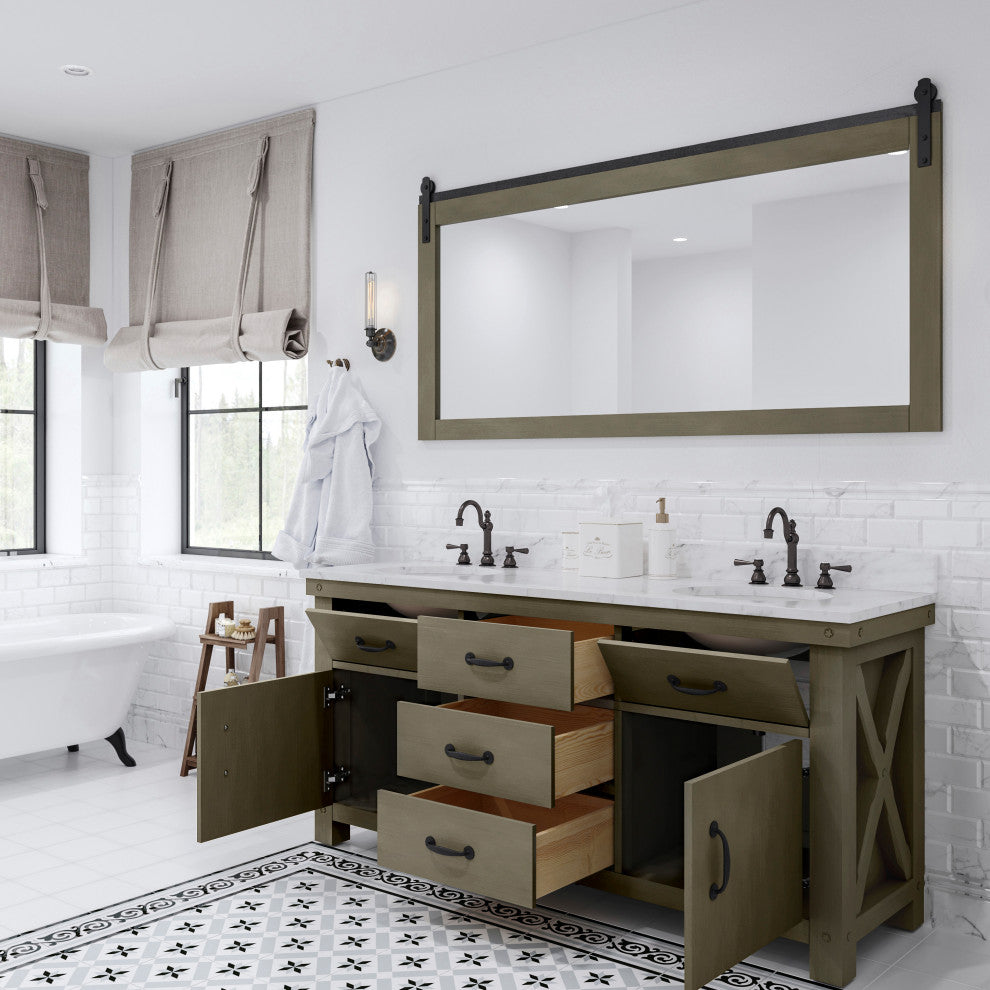 72" Grizzle Grey Double Sink Bathroom Vanity
