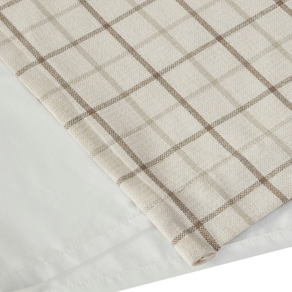 Madison Park Anaheim Plaid Window Panel with Fleece Lining, Beige, Ivory, 50x95", Rod Pocket Window Panel