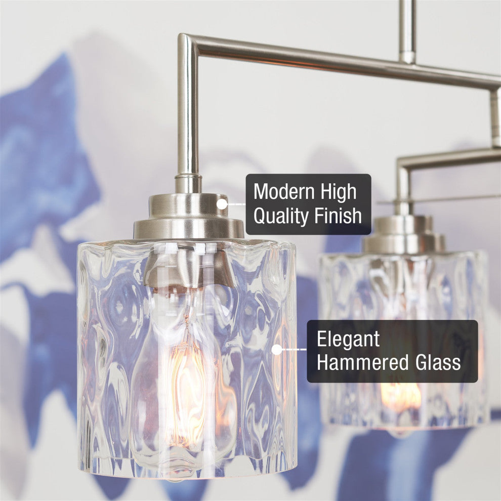 Kira Home Monroe 28" Island Light, Free Swinging Center Arm, Hammered Glass