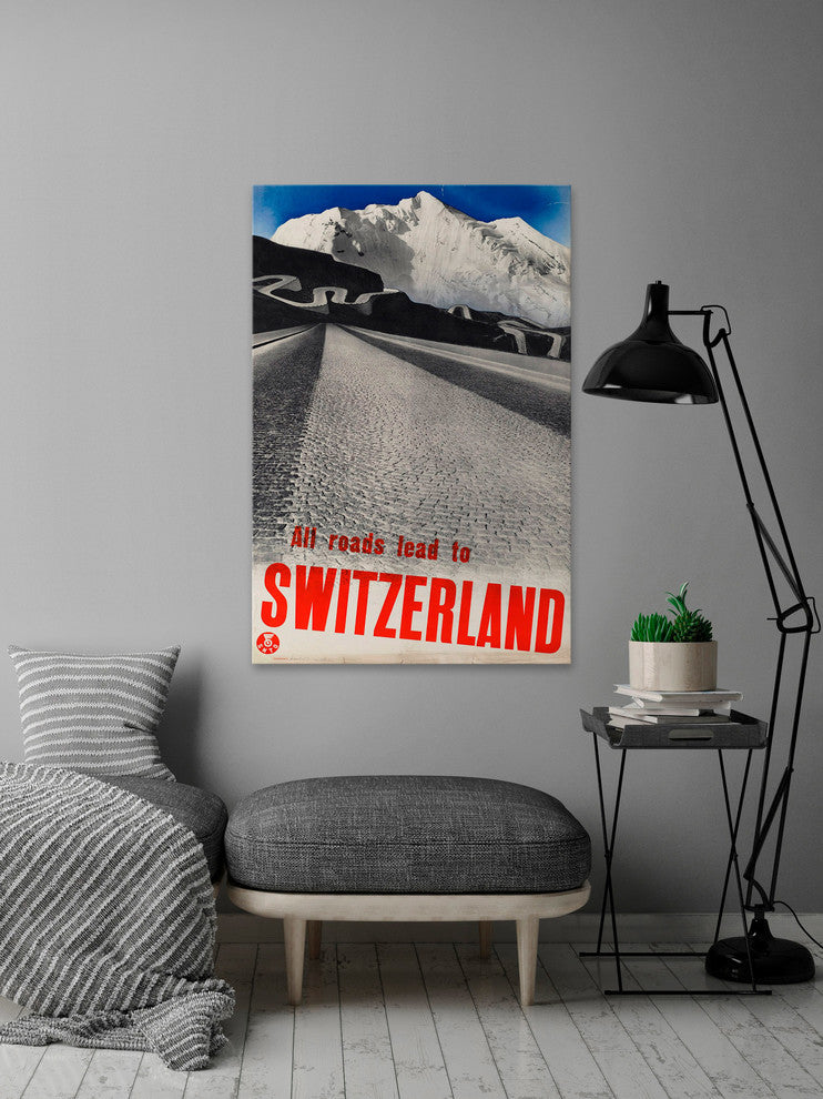 "All Roads Lead to Switzerland" Painting Print on Wrapped Canvas, 40"x60"