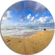 Sea Beach On Cloudy Winter Day, Seashore Disc Metal Artwork, 11"