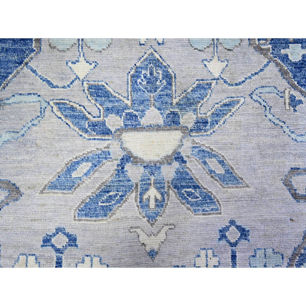 Blue Anatolian Village Inspired Soft Wool Hand Knotted Oversized Rug 11'9"x15'1"