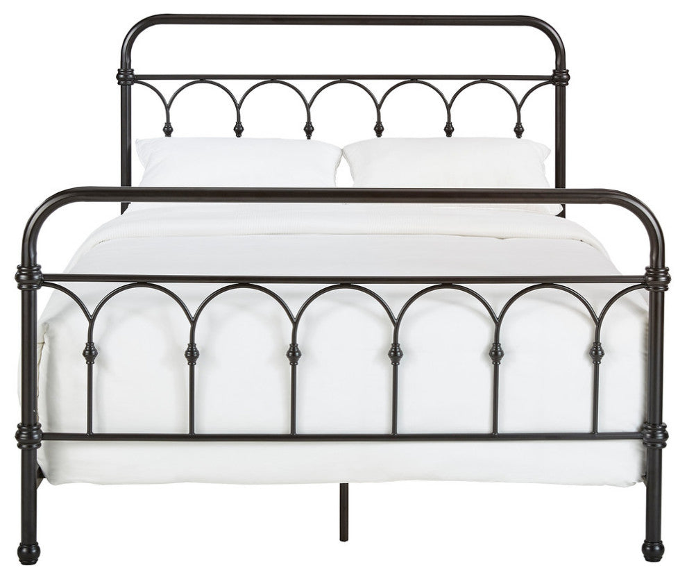 Maverick Rustic Metal Bed, Dark Bronze, Queen