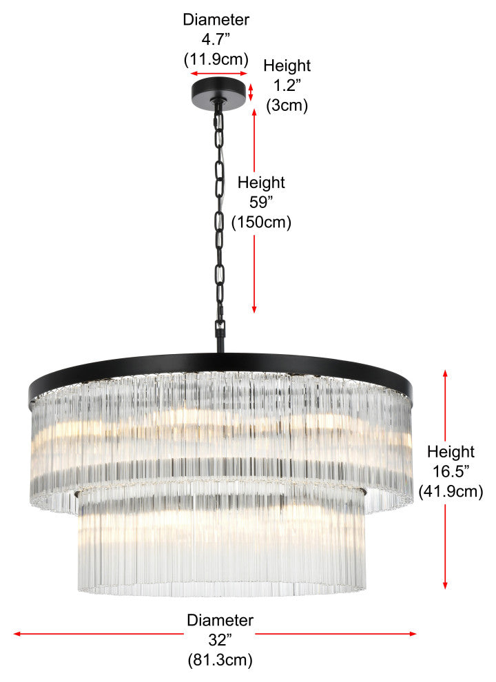 Home Living 32" Chandelier, Black