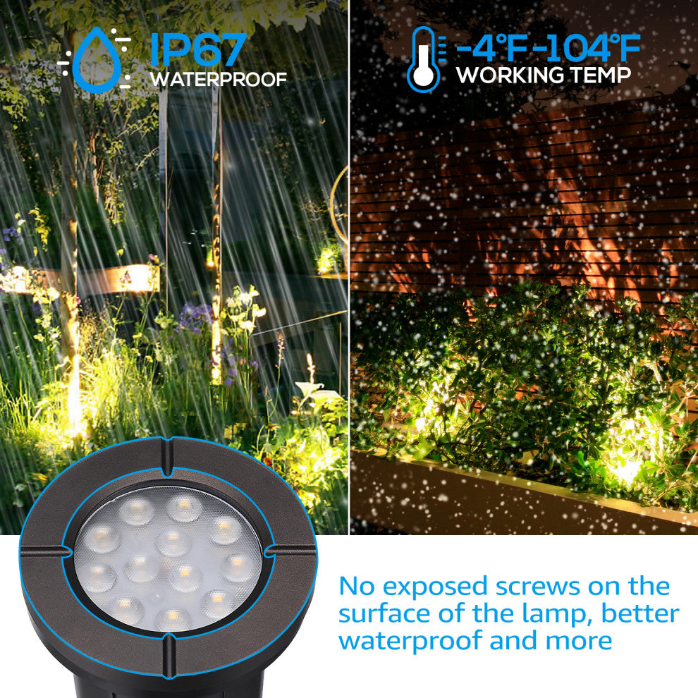 6-Pack 6W Low Voltage LED Well Lights, 3000K Warm White, Flat Top