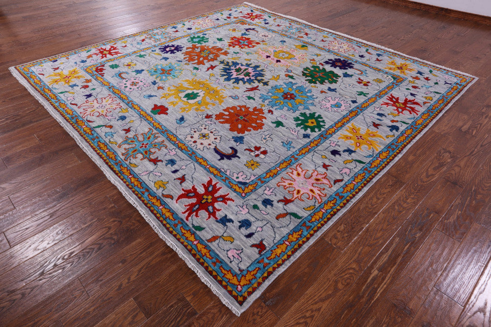 10' Square Turkish Oushak Handmade Wool Rug - Q13288