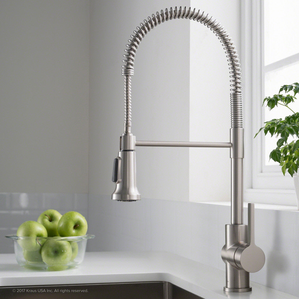 Britt Commercial Style 3-Function Pull-Down 1-Handle 1-Hole Kitchen Faucet, Spot Free Stainless Steel With Soap Dispenser